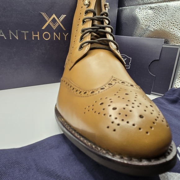 Anthony Veer Grant Boots Walnut 11D In Commando Sole Wingtip‎ Lace Up NWB - Picture 6 of 15